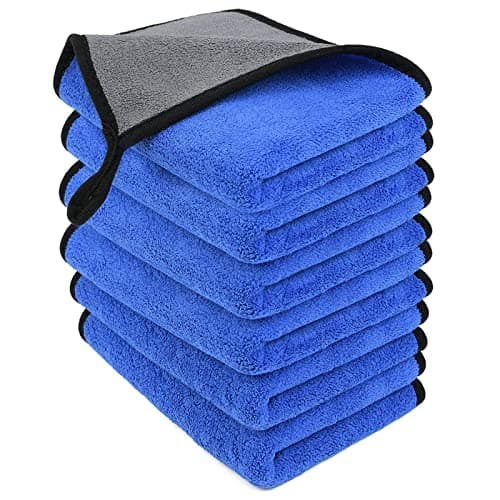 Image of URAQT Microfibre Cleaning Cloths, 6 Pack, Two-layer Thickened Towels, Lint Free Super Absorbent Towel for Household and Car Washing, Drying, Detailing, 40x30cm