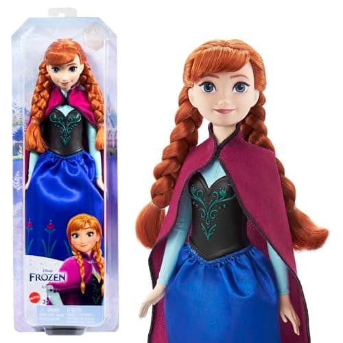 Image of Mattel Disney Princess Dolls, Anna Posable Fashion Doll with Signature Clothing and Accessories, Disney's Frozen Movie Toys, HLW49