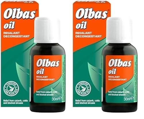 Image of Olbas Oil 30ml - Inhalant Decongestant Oil - Relief from Catarrh, Colds & Blocked Sinuses (Pack of 2)