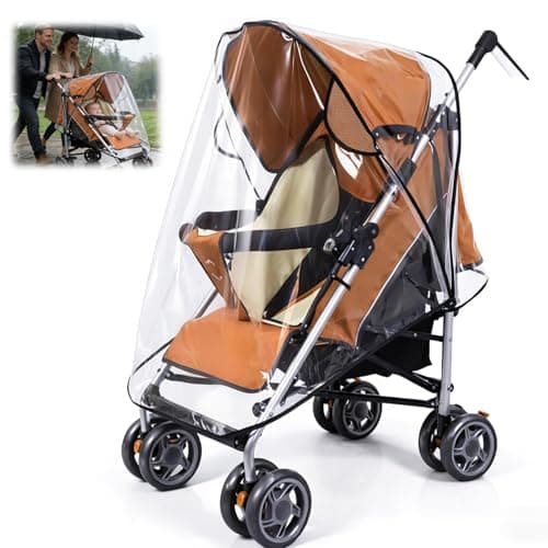 Image of Universal Rain Cover for Pushchair Stroller, Waterproof & Breathable RainCover for Pram, Baby Buggy Large Rain Cover for Wind Rain Dust Sun Protection, Transparent Weather Shield Fits Most Pushchairs