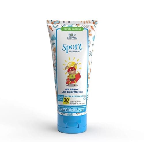 Image of Babyton Sport SPF 30 Water Resistant 100 ml Mineral Sunscreen for baby& kids –Non Nano Zinc Oxide%20 No Parabens or Sulfates