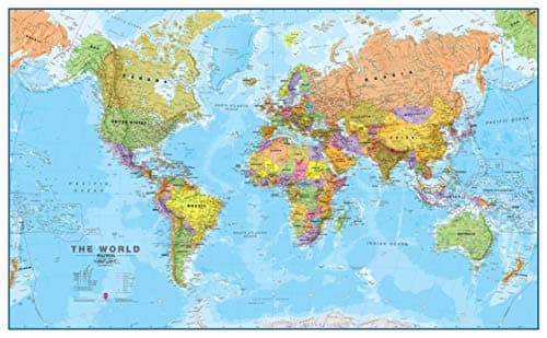 Image of Maps International - World Map - Updated 2025 - Front Sheet Lamination - 118.9cm (w) x 84.1cm (h)