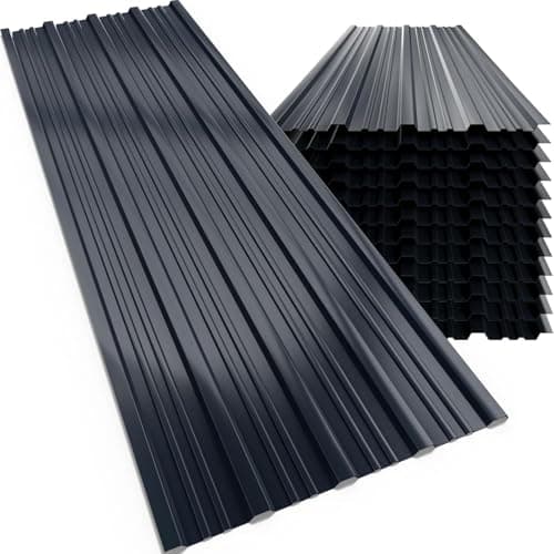 Image of GARDEBRUK® 12x Corrugated Metal Roofing Sheets for Garden Shed, Metal Sheds, Plastic Sheds & Greenhouse 7m² Galvanised Roof Panels for Outdoor Storage, Bin Store & Bike Shed Anthracite Grey 129x46cm