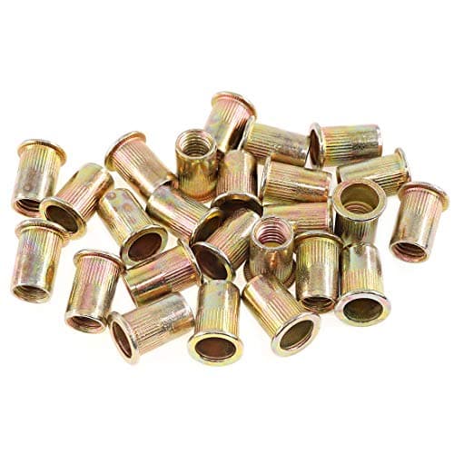 Image of Keadic 100Pcs M10 Rivet Nuts Metric Zinc Plated Carbon Steel Rivet Nut Flat Head Threaded Insert Kit