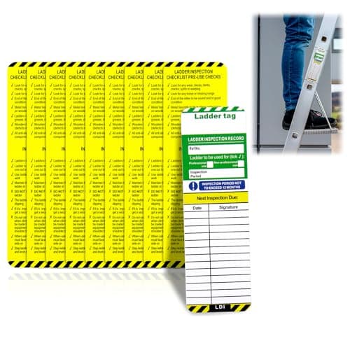Image of Ladder Tags Scaffold Inspection Record Tag 10 Inserts Tags Weatherproof Inspection Tag Inserts for Ladder Safety 52mmx165mm (No Holders)