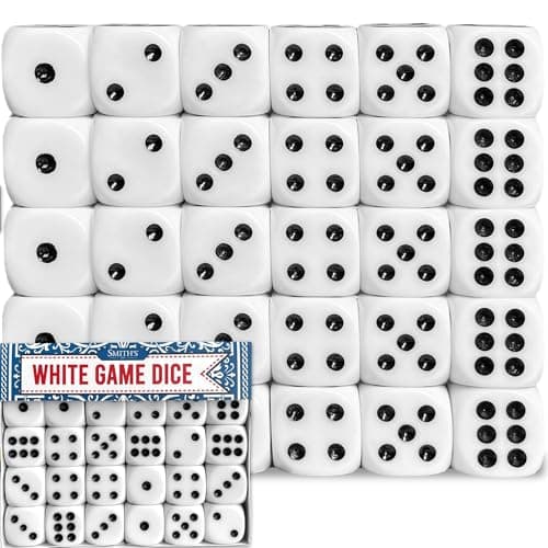 Image of Smith’s® White Game Dice | 30 Pack | 16mm | 6-Sided Dice | Rounded Edges for Smoother Rolling