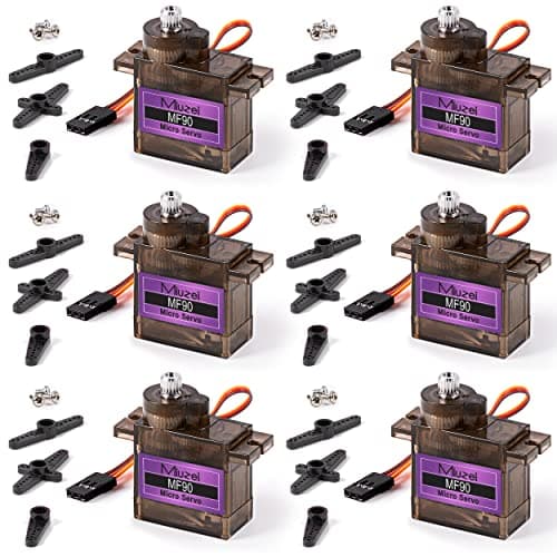 Image of Miuzei Servo Metal Gearbox 90 Servo Motor for Arduino, Micro Servo Motor Mini Servos Model Making for RC Models, Rigid Wings, Car 1/10 1/8 1/12, Robot and Smart DIY (6 Pieces)