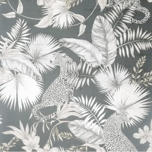Image of Full Roll Tropical Leopard Wallpaper Modern Tropical Palm Jungle Neutral