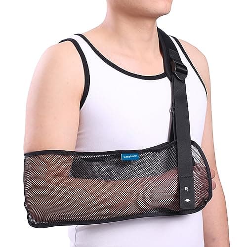 Image of Mesh Arm Shoulder Sling Medical Shoulder Immobilizer for Shoulder Injury Torn Rotator Cuff, Breathable Arm Brace for Shower, Right Left Arm Stabilizes Elbow Arm Wrist Injury for Men Women (Black)