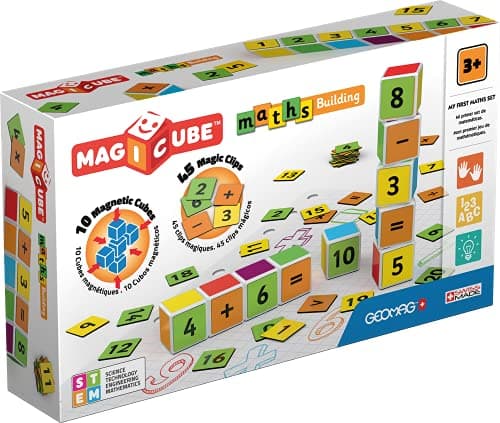 Image of Geomag - Magicube Maths Building - 10 Cubes + 45 Clips - Magnetic Building Set with Magnetic Cubes