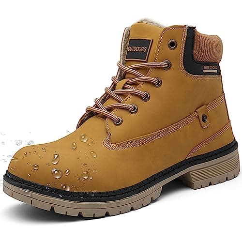 Image of Snow Boots Womens Mens Winter Flat Ankle Boots Warm Fur Lined Fashion Leather Shoes Casual Sneakers, Brown, 3.5 UK, 36 EU
