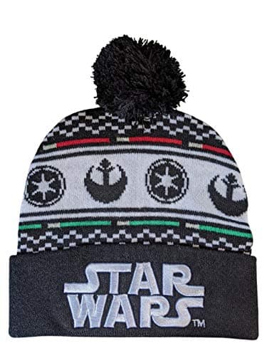 Image of Disney Star Wars Junior One Size Imperial Rebel Pom Beanie Cap Black White