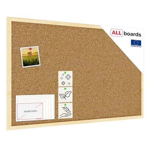 Image of ALLboards Cork Board with Wooden Frame 80x50cm(800x500mm), Corkboard Bulletin Board Notice Board
