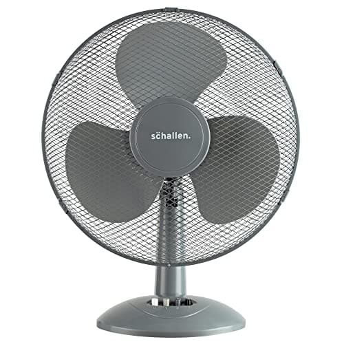 Image of Schallen Home Work Office Electric 16" 3 Speed Electric Oscillating Worktop Desk Table Air Cooling Fan (16", Grey)