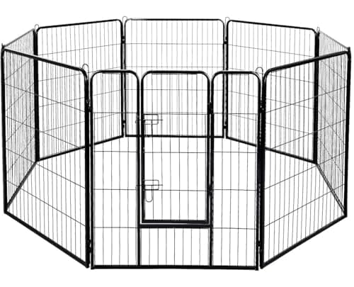 Image of AVC Designs Pet Dog Playpen Heavy Duty Fence Exercise Pen Portable Puppy Play Pen Indoor/Outdoor Medium 8 Panel 80x80cm