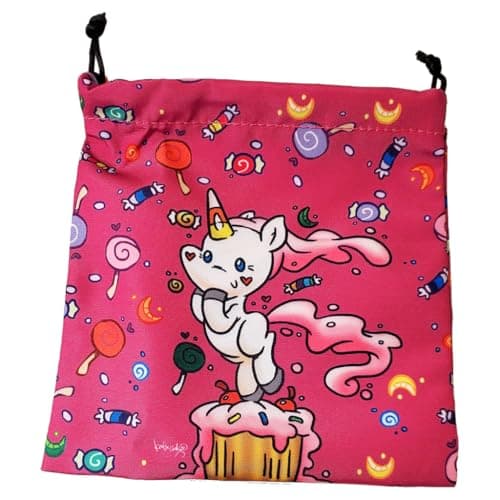 Image of Steve Jackson Games | Munchkin Dice Bag: Unicorns | Large Drawstring Bag 7” x 7” | Printed Fabric | Holds Over 100 Dice