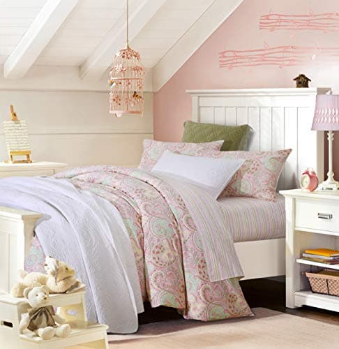 Image of USTIDE Pink Paisley Duvet Cover Set 3 Pieces Egyptian Cotton Bedding Set Reversible Duvet Set,Double Size