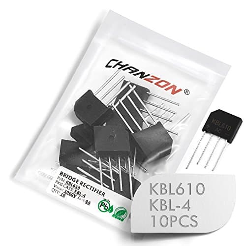 Image of (Pack of 10 Pieces) Chanzon KBL610 Bridge Rectifier Diode 6A 1000V KBL-4 (SIP-4) Single Phase Full Wave 6 Amp 1000 Volt Electronic Silicon Diodes