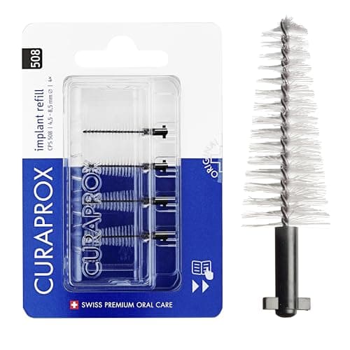 Image of Curaprox Interdental Brush Refill Implant – CPS 508 for Larger Gaps | Ultra-Fine Filaments for Effective Cleaning | Black | 4-Pieces | Designed in Switzerland
