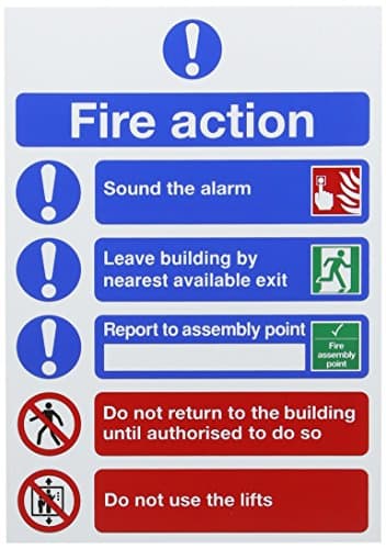 Image of SIGNSLAB FR099A5 Safety Sign "Fire Action", A5