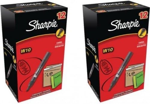Image of 2 x 12 Pack Sharpie W10 Permanent Marker Chisel Tip Black Pens S0192652-24 Pens