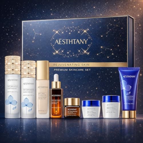 Image of R RadiantRise Anti-Aging Skin Care Kit For Women Anti-Wrinkle Firming Skin Care Daily Routine Rejuvenating 8-In-1 Skincare Sets Gift Sets