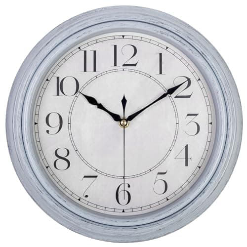 Image of LENAUQ Wall Clock, 12 Inch Silent Wall Clocks Vintage Modern Decorative Clock with 3D Numerals, Battery Operated Hanging Wall Clock for Home Kitchen Cafe Hotel Office Decor, Grey