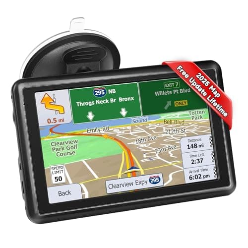 Image of 5 inch GPS Navigator Sat Nav for Car, Truck, with UK Europe Maps, Lifetime Free Updates, Support Postcode Search and Voice Guidance