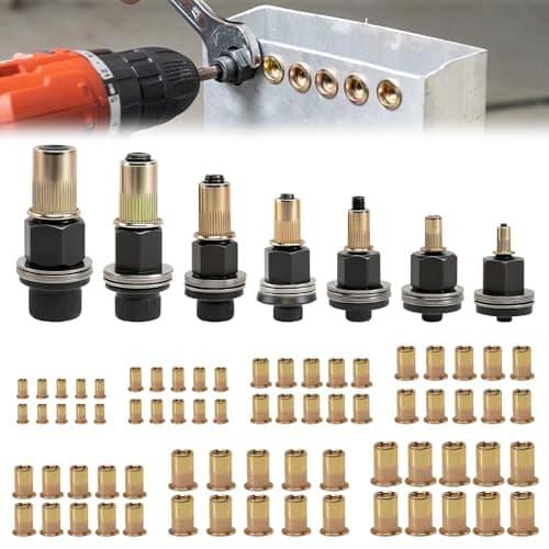 Image of VUTYNKO 7 PCS Rivet Nut Pliers Set, Rivet Pliers Rivet Nuts Set with 70 Nuts, Insertion Nuts Hand Rivet Set for M3 M4 M5 M6 M8 M10 M12 Rivet Nut Tool and Manual Riveting Machine