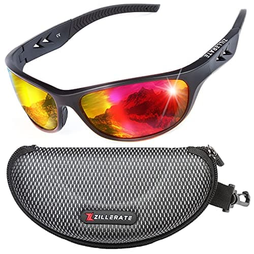 Image of ZILLERATE Polarised Sunglasses For Men - Mens Womens Polarized Sports Sun Glasses, Fishing Driving Running Cycling Sailing Skiing Golf, UV400 Protection Safety Lenses, Wrap Around Men's Shades, Red