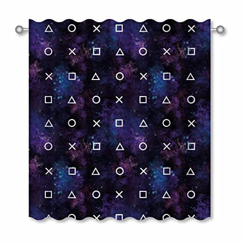 Image of Playstation Nebula Curtains - Playstation Controller Icons Design - 66" Wide x 72" Drop