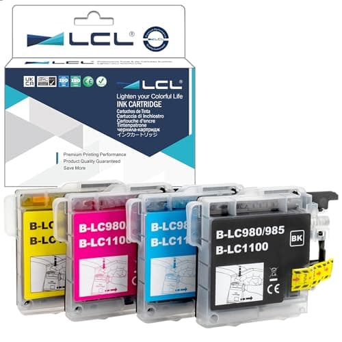 Image of LCL LC980 Ink Cartridge Replacement for Brother LC-980 LC980 LC980BK LC-980BK LC980C LC980M LC980Y for DCP-J140W 145C 165C 185C 195C 197 197C DCP373CW 365CN 375CW 385C 390CN DCP-377CW (4 Pack)