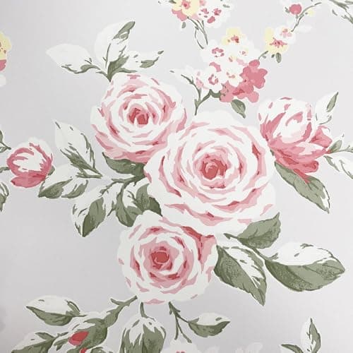 Image of Catherine Lansfield Canterbury Floral Wallpaper Red/Grey