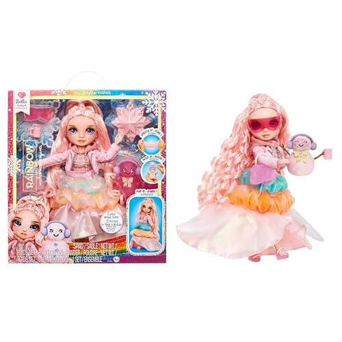 Image of Rainbow High Winter Wonderland - Bella (Pink) - 28 cm Fashion Doll, With Hidden Magic Snow That Puffs Up with Water, Comes with A Snowman Kit, Suitable For Kids Ages 4-12 Years Old and Collectors