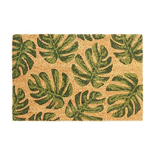 Image of Nicola Spring Coir Door Mat - 60 x 40cm - Monstera - Pack of 1 - Decorative Indoor Front Door Floor Mat Entry Dirt Trapper Rug Outdoor Boot Scraper Non Slip Backing Doormat