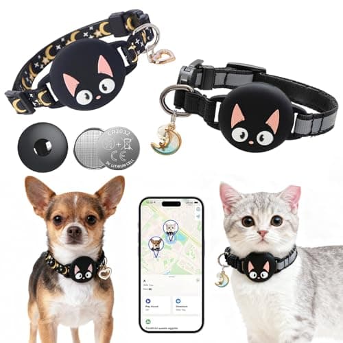 Image of Cat GPS Tracker Dog Compatible with Apple Find My (iOS Only), Smart Tags with Collar No Subscription & Monthly Fee, Mini Pet Air Trackers Tag for Tracking Device Real Time, Global Coverage, 1 Set