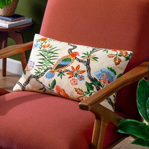 Image of furn. Wylder Tropics Sittacula Embroidered Cushion Cover - Multicolour - 30x50cm