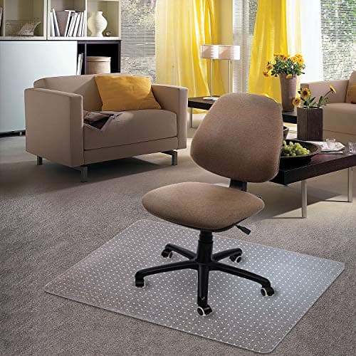 Image of Kuyal Carpet Chair Mat, 48" x 36" PVC Home Office Desk Chair Mat for Floor Protection, Clear, Studded, BPA Free Matte Anti-Slip