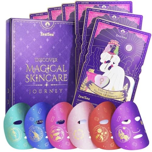 Image of Zealsea Face Masks Skincare, Collagen Face Mask for Anti Aging, Hydrating Face Masks, Astaxanthin Q10 Face Mask for Antioxidant, Magic All-in-one Sheet Mask, Self Care Gift for at Home Spa Party 6pack
