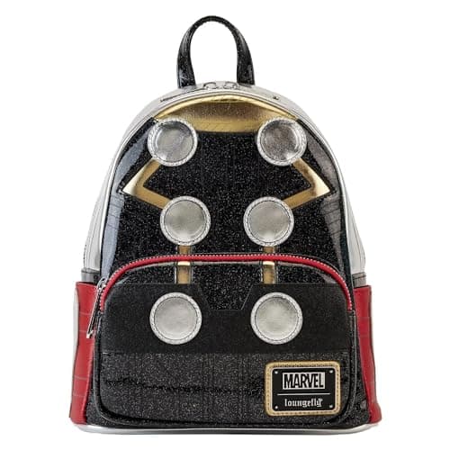 Image of Loungefly Marvel Shine Thor Cosplay Mini Backpack Ladies Double Shoulder Bag Shoulder Bag, Black, One Size, Mini Backpack