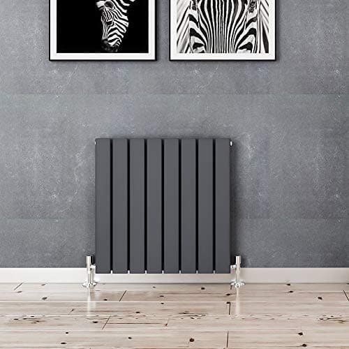 Image of ELEGANT 600x600mm Radiators Flat Panel Horizontal Anthracite Single Radiator Modern Central Heating, Wall Mounted/Up Standing Urban Slimline Column Radiator for Bathroom/Kitchen/Living Room