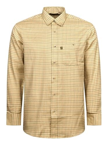 Image of Regents View Mens Tattersall Long Sleeve Checked Shirt - Comfortable, Soft & Durable Smart Casual Work Wear & Country Style Clothing. (UK, Alpha, XL, Regular, Regular, Gold SH27-1)