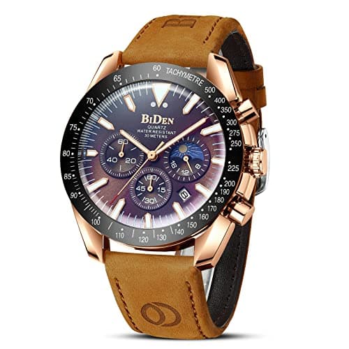 Image of HANPOSH Mens Watches Chronograph Stainless Steel Analog Quartz Watch Waterproof Men's Wrist Watches Business Casual Fashion Watch for Men