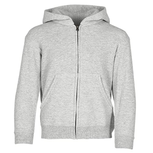 Image of Fruit of the Loom Unisex Kids Zip front Classic Hooded Sweat, Heather Grey, 14-15 Years (Manufacturer Size:36)