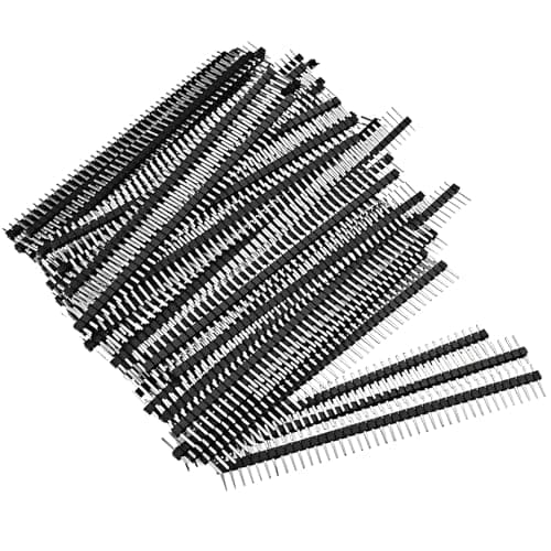 Image of 50 Pcs Single Row 40 Pin 2.54mm Male Header Pins – Breakaway Straight Header Tape Connectors for PCB, Arduino, Breadboard, DIY Electronics