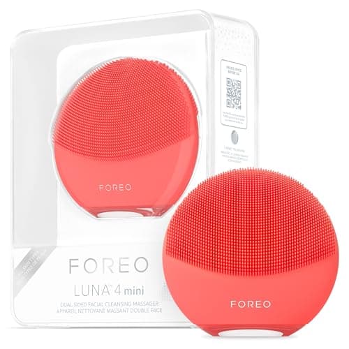 Image of FOREO LUNA 4 mini Facial Cleansing Brush & Face Massager - Premium Face Brush - Enhances Absorption of Skin Care Products - Simple Face Care Travel Accessories - For All Skin Types - Coral