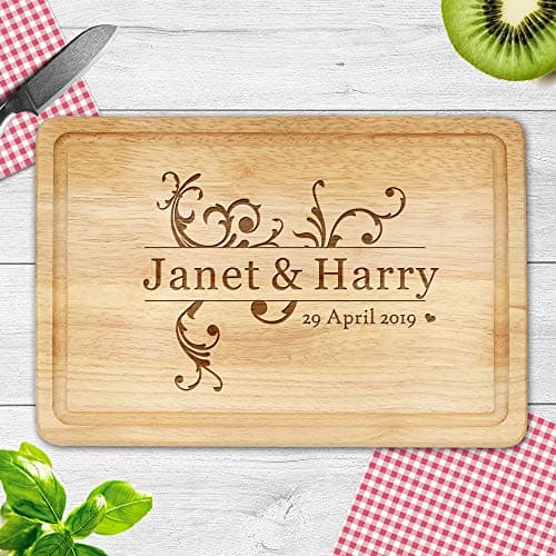 Image of Personalised Chopping Board Cheese Board Oak Wooden Cutting Board for Wedding Anniversary Engagement Custom Gift for Friend Wife Aunt Colleague Design 06