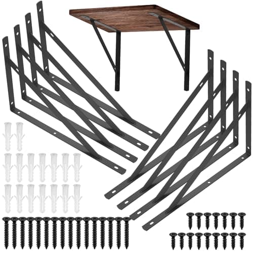 Image of 8 Pieces Shelf Brackets Heavy Duty, Wall Mounted Triangle Shelving Brackets, 90 Degree Right Angle Shelf Supporters Brace Brackets, for Living Room Bedroom (300x190mm/11.81x7.48 inch)