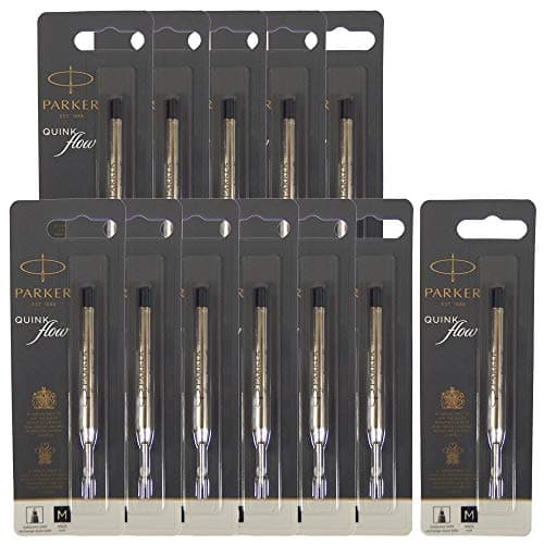 Image of Parker 1950369 S0909440 Ballpoint Pen Refill, Quink Flow Refill, Black, Medium, 0.04 inch (1.0 mm), Set of 12