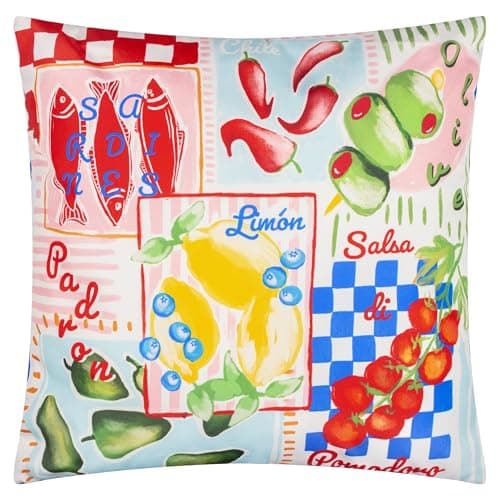 Image of furn. Mediterranean Picnic Polyester Filled Cushion – Reversible Water Resistant Alfresco Outdoor Decorative Pillow (Multicolour - 45x45cm)